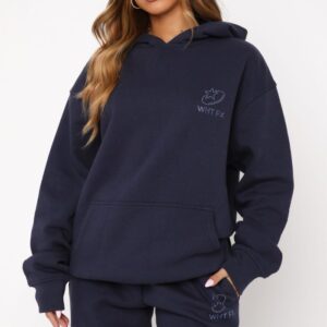 Always Shining White Fox Oversized Hoodie Navy